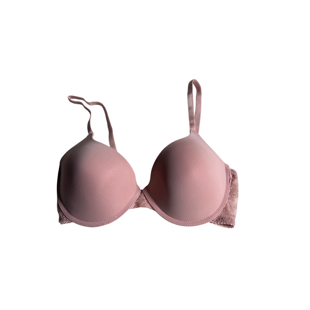 Jessica Simpson Lace Back T-Shirt Bra Women 34C Pink Excellent Underwire Padded
